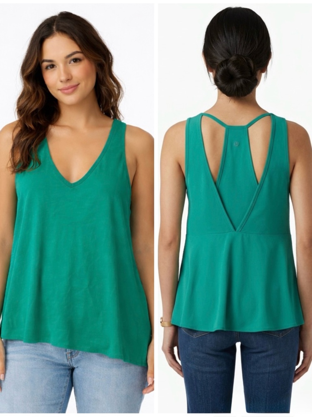 ZOUK Flowy Teal Green Sleeveless Tank Top